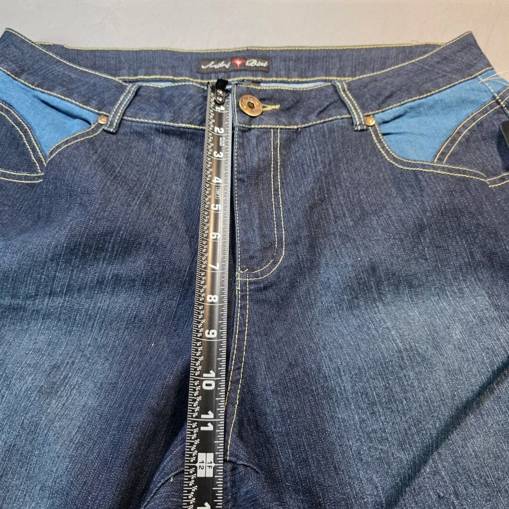 Andre Bini Womens Size 18 Flare Leg Jeans Blue Two Tone Colorblock High Rise NWT